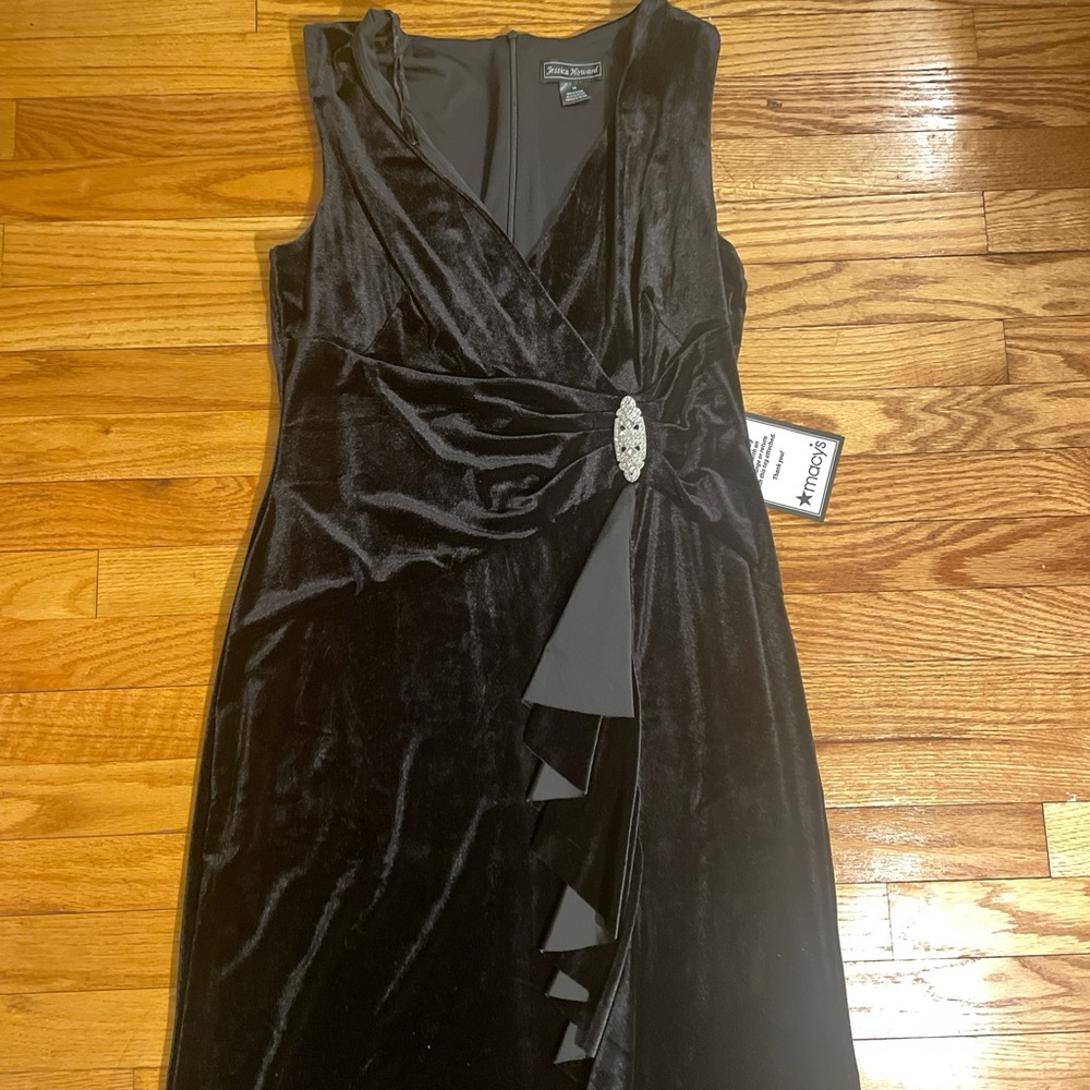 Black velvety gown